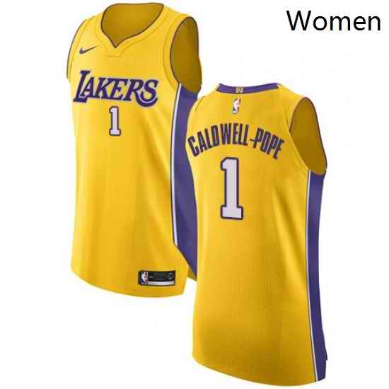 Womens Nike Los Angeles Lakers 1 Kentavious Caldwell Pope Authentic Gold Home NBA Jersey Icon Edition